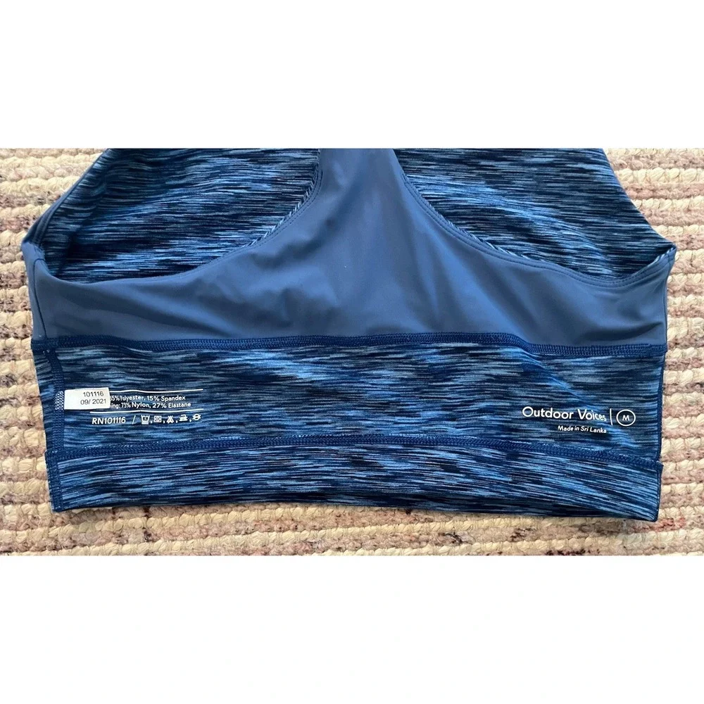 Outdoor Voices Women Sports Bra Longline Sz Med Blue Active Running Flow Crop